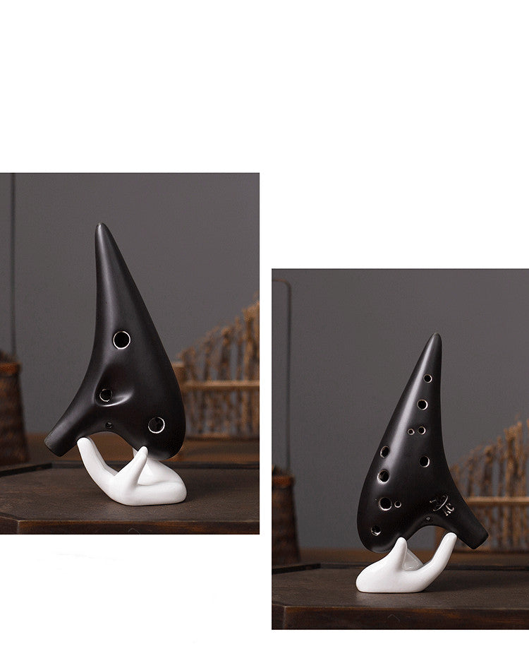 Black Ceramic 12-Hole Alto C Ocarina Musical Instrument
