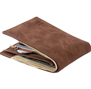 Men's Slim PU Leather Wallet Coin Zipper Card Holder