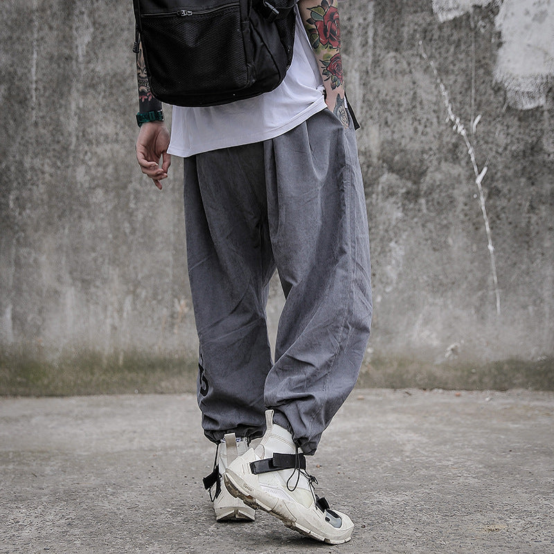 Men’s Korean Hip-Hop Harlan Pants – Loose Fit Drawstring Trousers