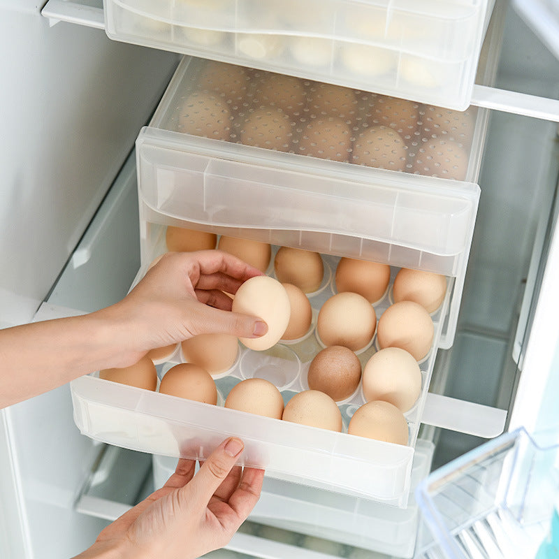 Egg Storage Box with Lid – Stackable Refrigerator Organizer