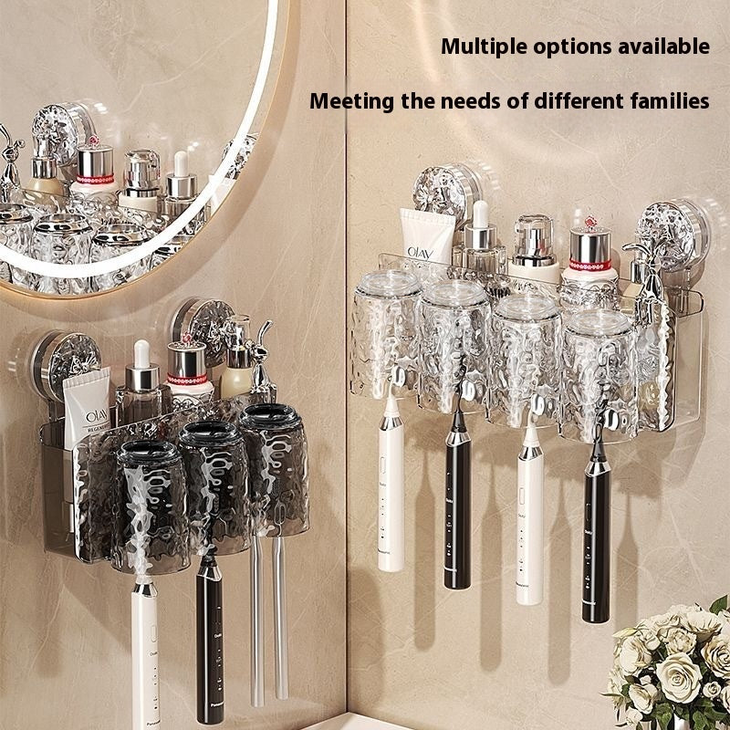 Suction Cup Type Wall-mounted Punch-free Good-looking Bathroom Toothbrushing Set Family Set