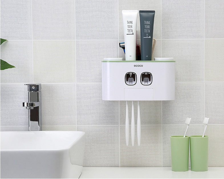Toothpaste & Toothbrush Holder with Storage Box – Bathroom Organizer