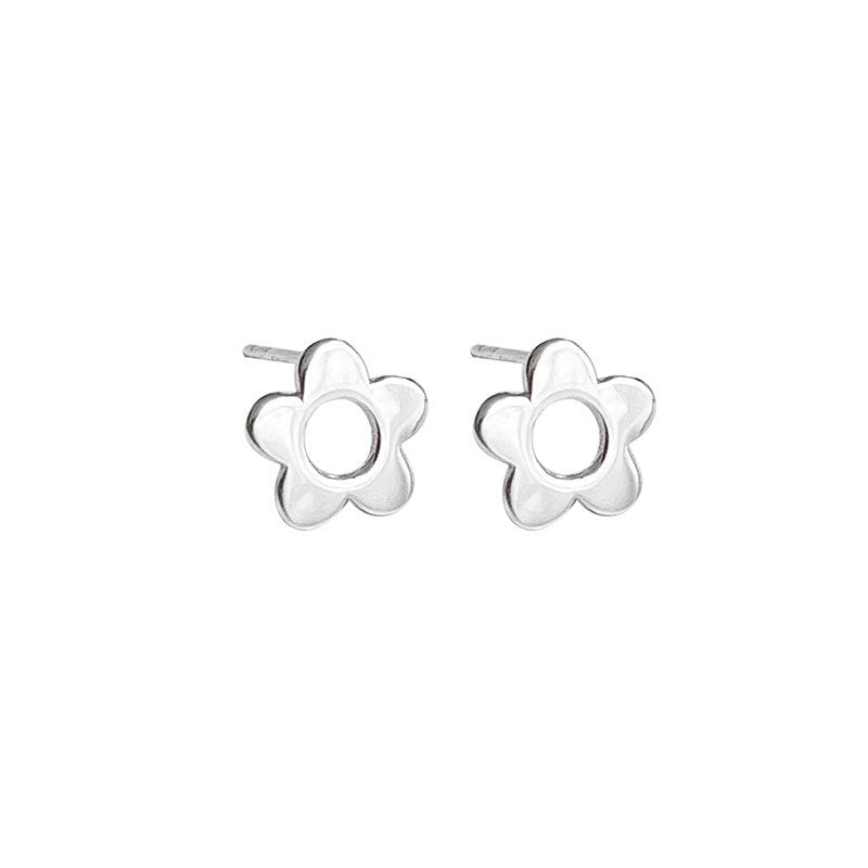 S925 Sterling Silver Flower Ear Studs Trendy Jewelry
