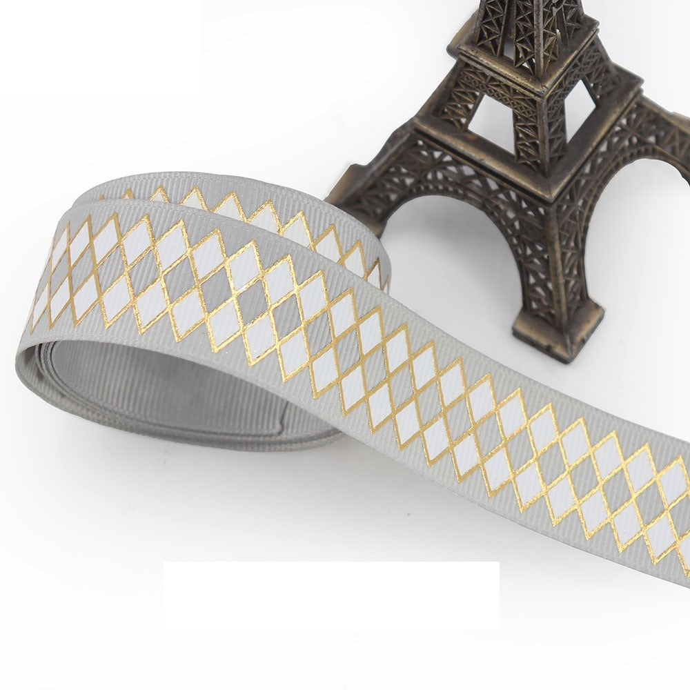 Bronzing Geometric Rib Ribbon – 25mm Decorative Craft Ribbon