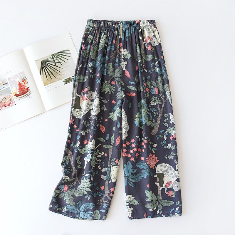 Women’s Lounge Pants – Loose Casual Home Trousers, Soft Elastic Waist with Pockets