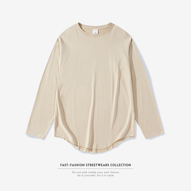 Curved men's loose t-shirt bottoming shirt
