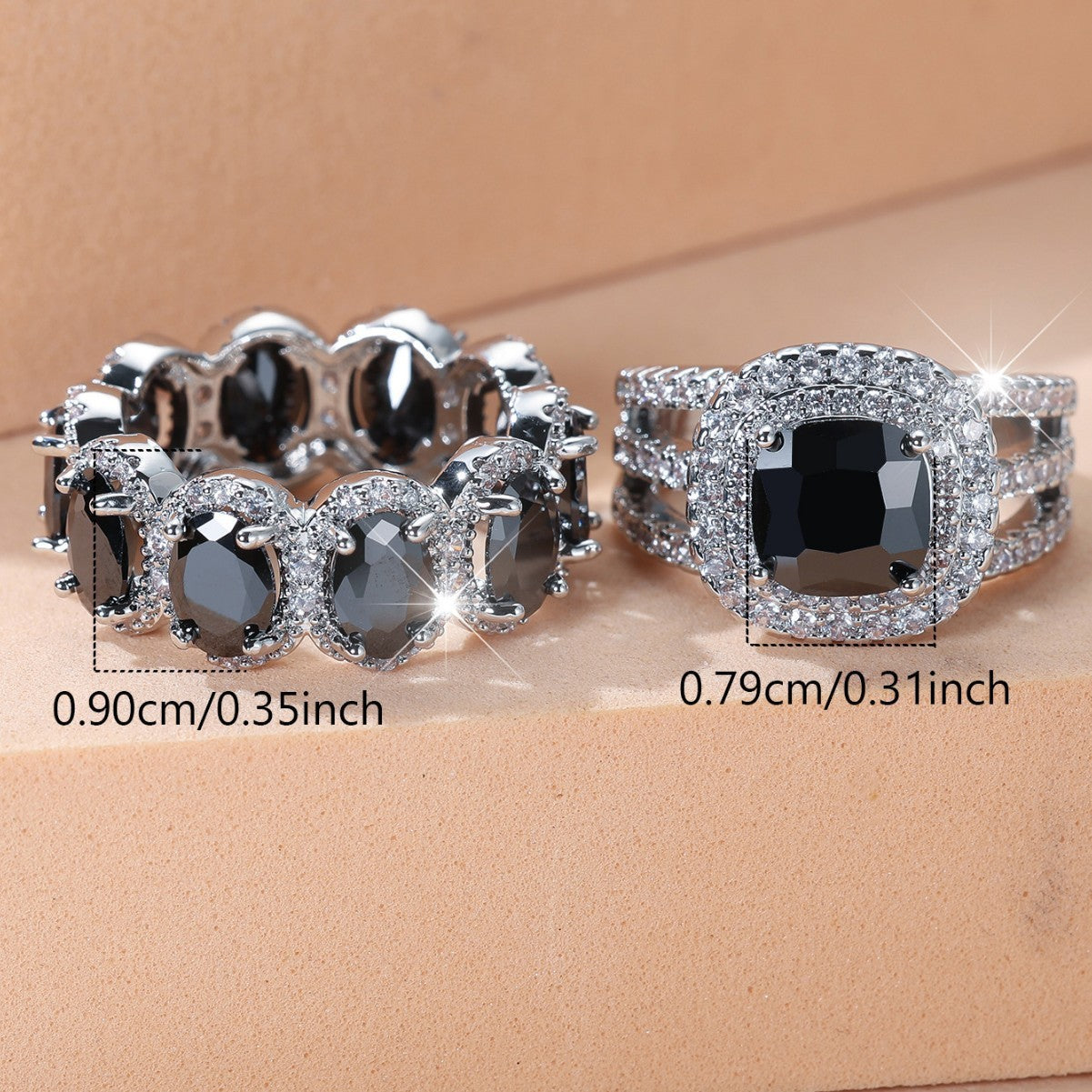 Women’s Egg-Shaped Zircon Ring Set – Platinum Plated Full Circle Design