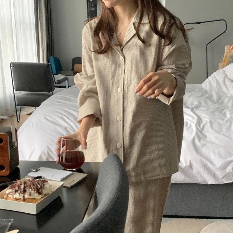 Simple Printed Women's Thin Home Clothing Set