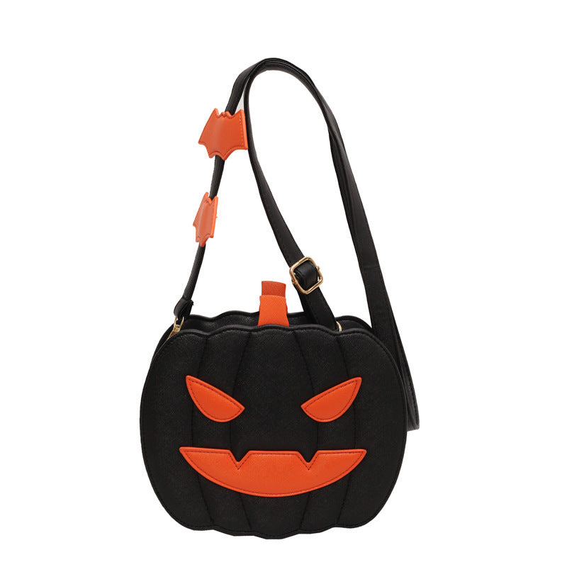 Halloween Pumpkin Crossbody Bag – 2023 Cartoon Shoulder Purse with Bat Design