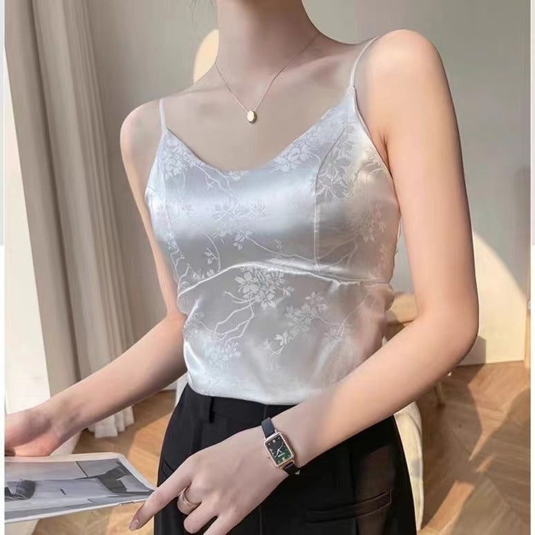 Fashion Jacquard Satin Camisole For Women