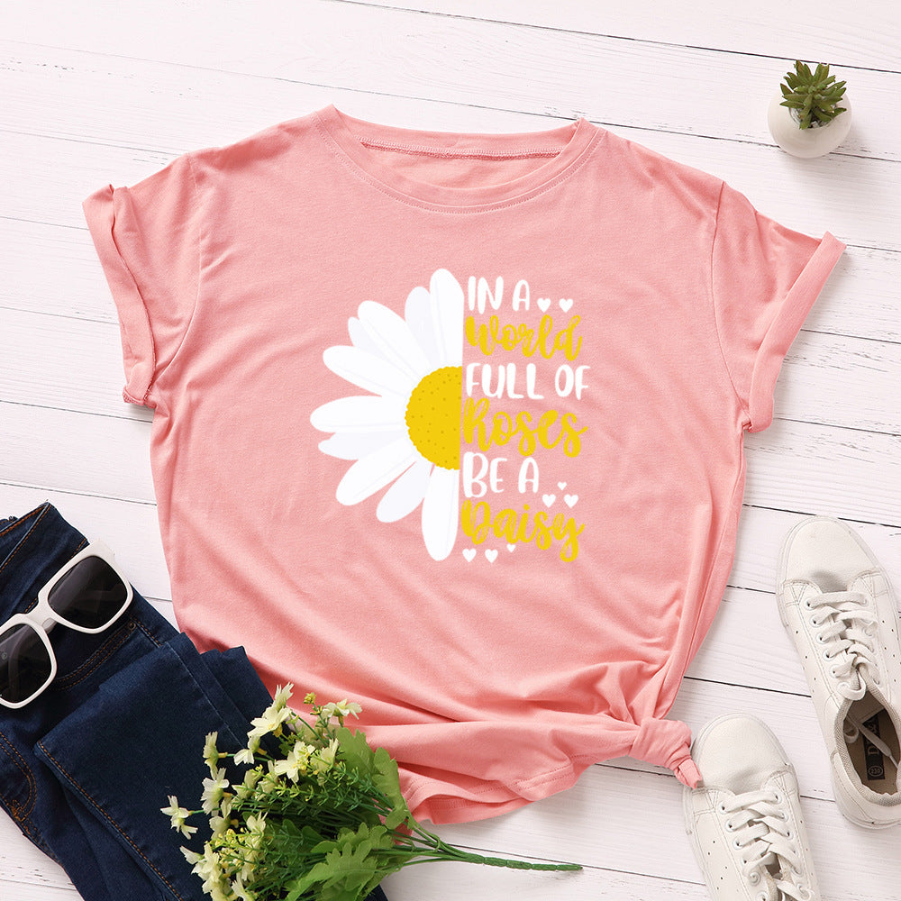 Women's Loose Round Neck Short Sleeve T-shirt Women Base