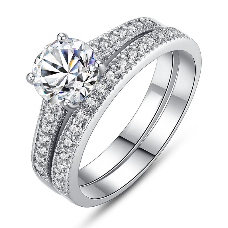 Elegant Geometric Copper Engagement Ring with Inlaid Zircon Stones