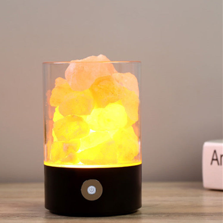 USB Crystal Himalayan Salt LED Lamp – Air Purifying Negative Ion Night Light with Color Changing