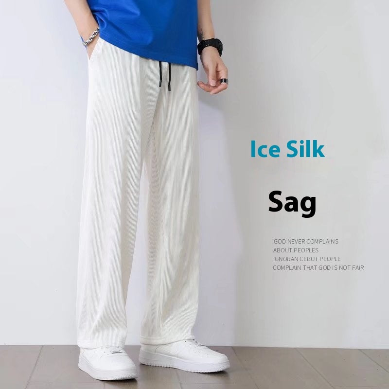 Ice Silk Men’s Loose Ice Silk Leggings – Straight Casual PantsLoose Straight Men