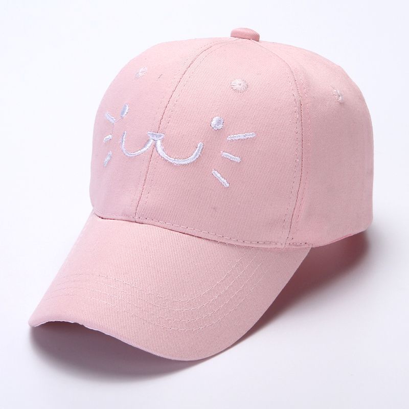 Cute Korean-Style Adjustable Cotton Baseball Cap for Kids with Cat Design