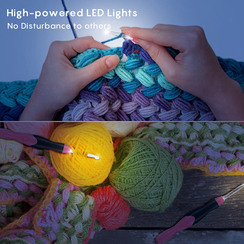 Rechargeable Light Crochet Hook with Interchangeable Head – Knitting and Crochet Tool Set