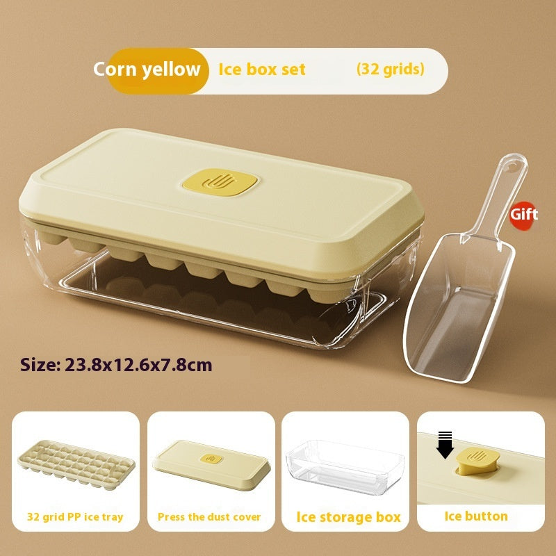 Silicone Ice Cube Tray 32 Grid With Lid Food Safe Spatula