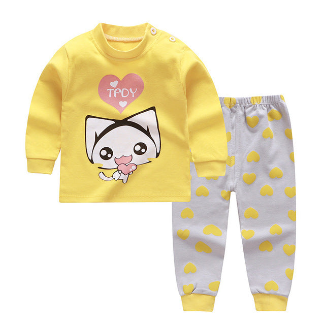 Autumn and Winter Baby Pajamas – Long Sleeve Tops and Trousers Girls’ Home Clothes