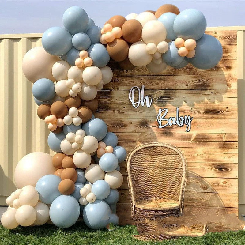 Vintage Color Blue Balloon Chain Set Birthday Party Atmosphere Decorative Arrangement