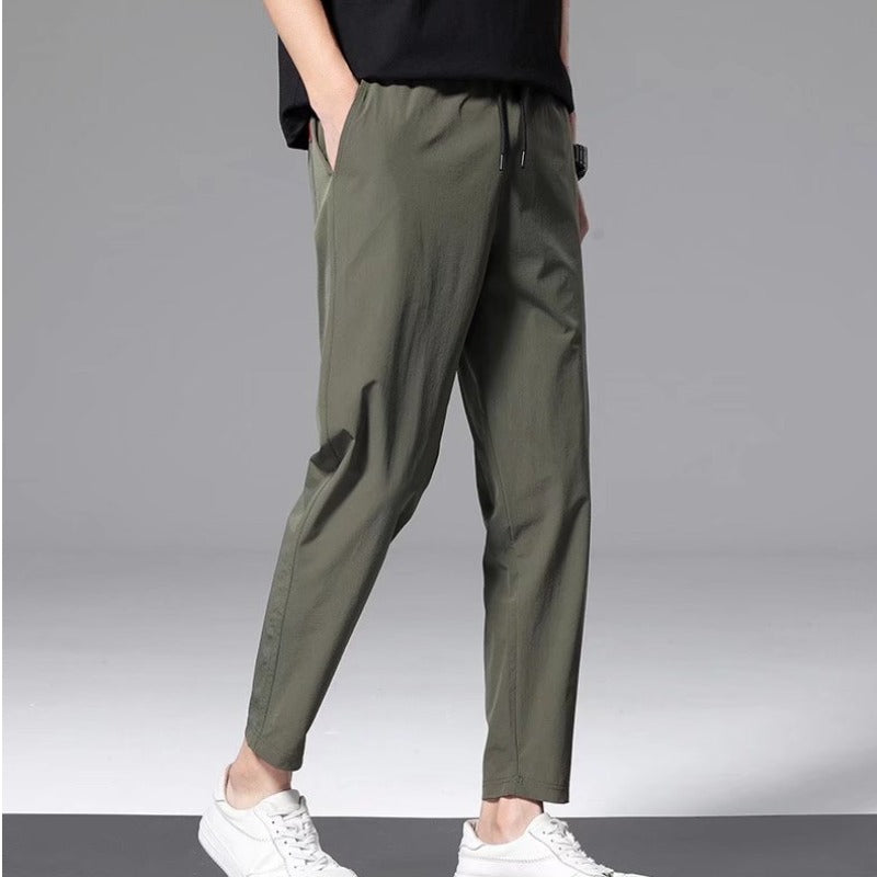 Men’s Ice Silk Nine-Point Sweatpants – Loose Thin Breathable Style