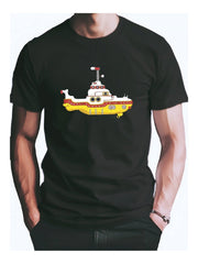 Unisex Cotton Yellow Submarine Pattern Tee Regular Fit