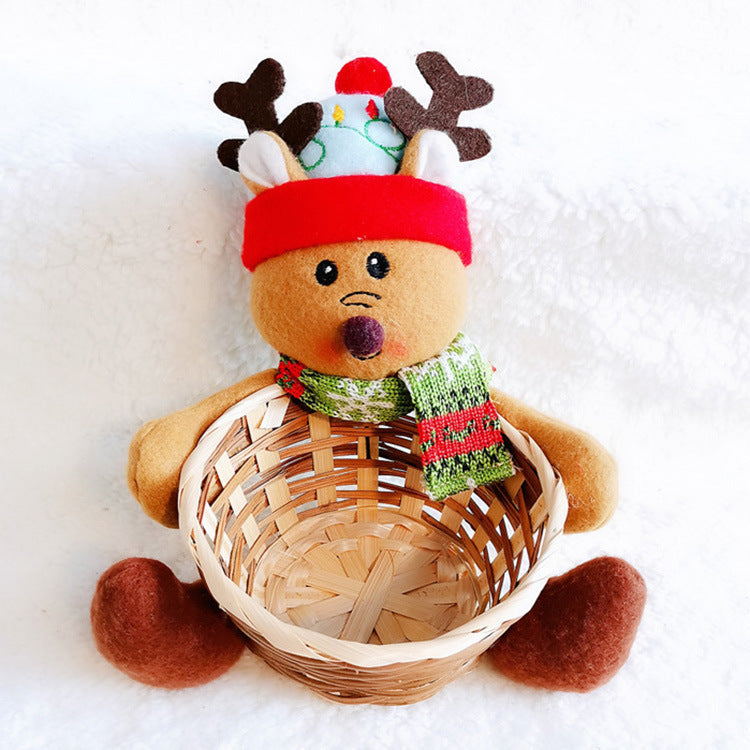 Christmas Decoration Home Storage Basket Santa Snowman Elk Candy Basket
