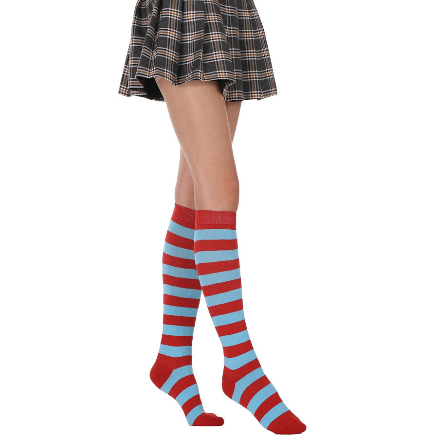 Striped Free Size Knee-length Half Student Dance Socks Women