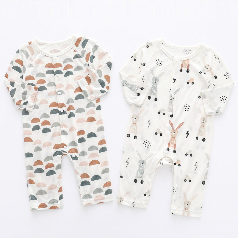 Unisex Baby Lapel One Piece Cotton Relaxed Fit Romper