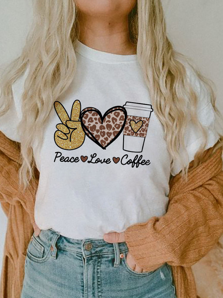 Women's Short-sleeved T-shirt Fashion Printed E Bottoming Shirt