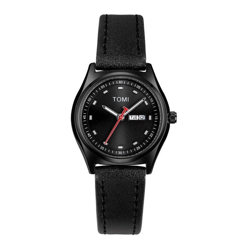 Fashion Simple Double Calendar Leather-belt Watch