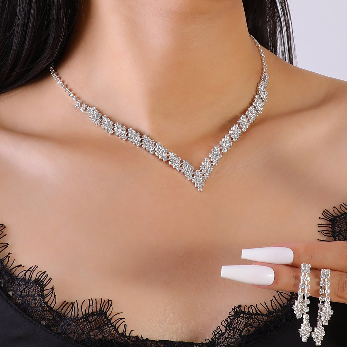 Bridal Wedding Hair Accessories, Necklace, and Earring Set