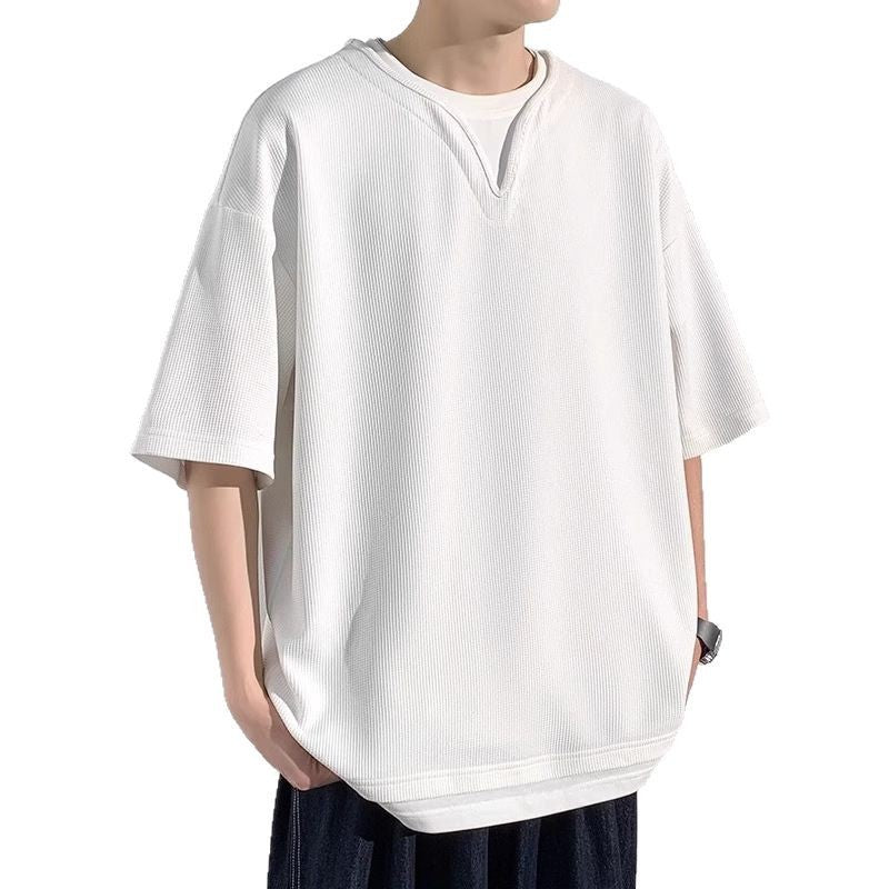 Men's Henry Collar Short Sleeve Relaxed Fit Poly Blend