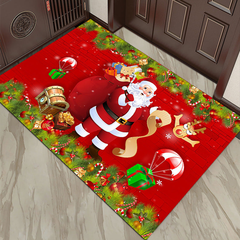 Christmas Floor Mat Red Festive Cross-border Christmas Decorative Floor Mat Entrance Non-slip Floor Mat Home