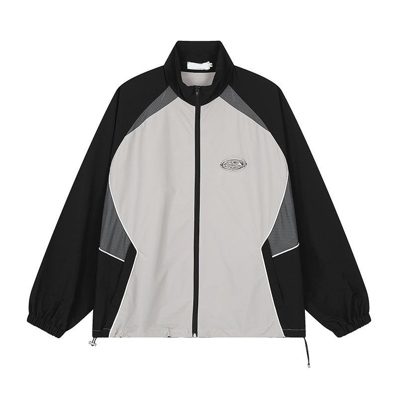 Retro American Thin Sun Protection Clothing Stitching Couple Outdoor Quick-drying Coat