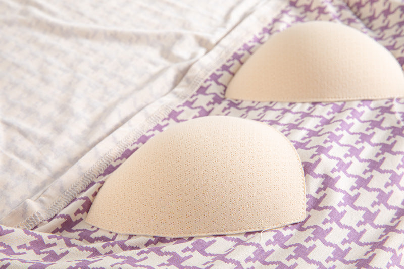 Ladies Belt Chest Pad Cup Loose-fitting Loungewear Nightdress