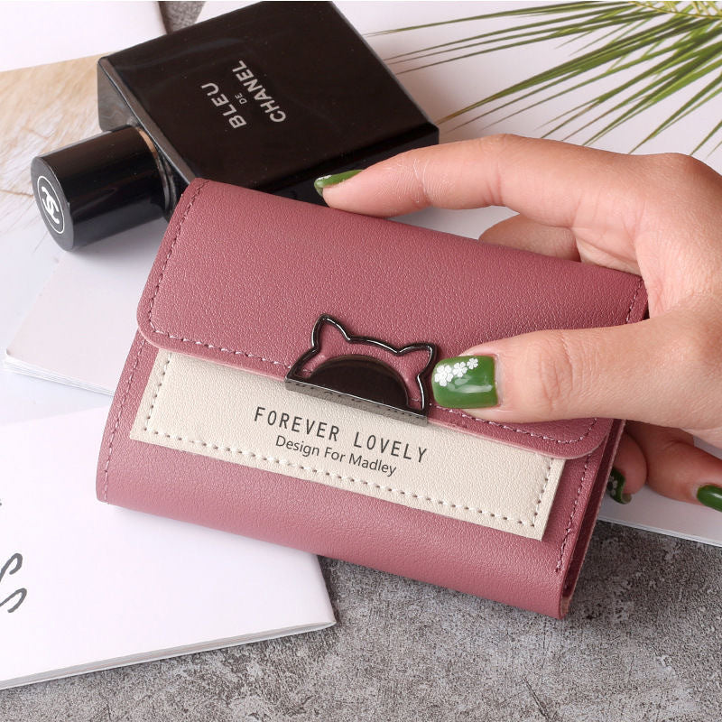 Small Purse Female Short Style Folding Personality Student Mini Money Clip