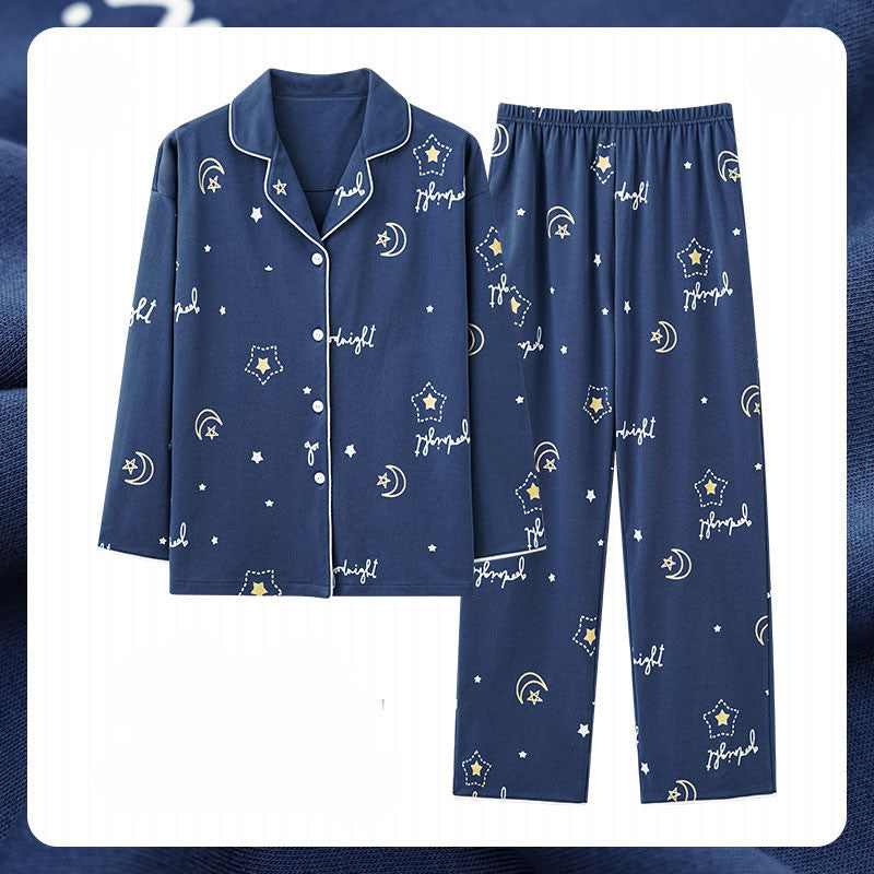Women's Fashion Simple Cotton Long-sleeved Home Wear Set