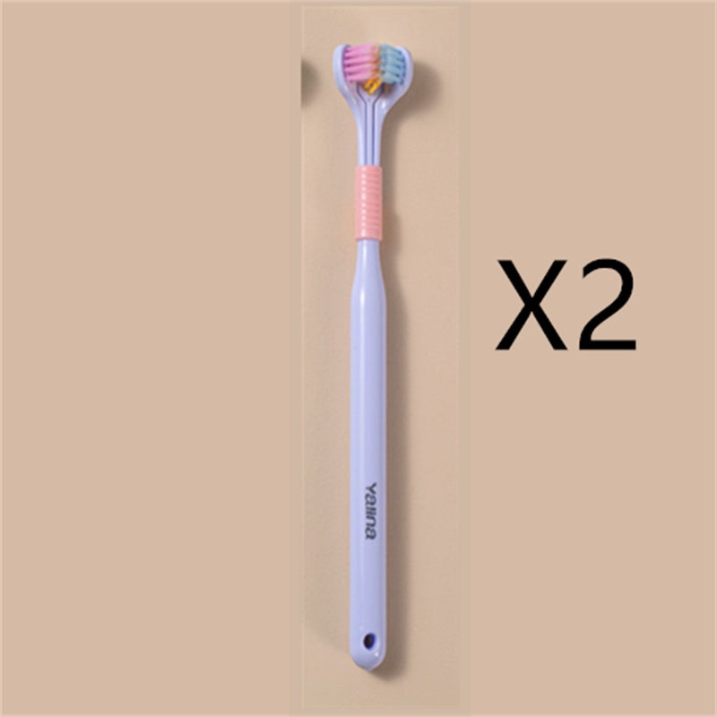 Three-Sided Macaron Soft Bristle Toothbrush – Deep Clean, Safe & Portable