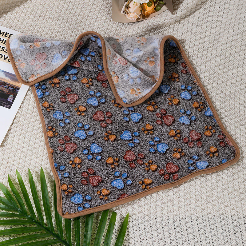 Four Seasons Blanket Thermal Coral Fleece Paw Print Dogs And Cats