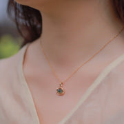 Agete Japanese Style Mild Luxury Jewelry S925 Sterling Silver Necklace Women's All-match Special-interest Design Lianzhi Green Moss Necklace