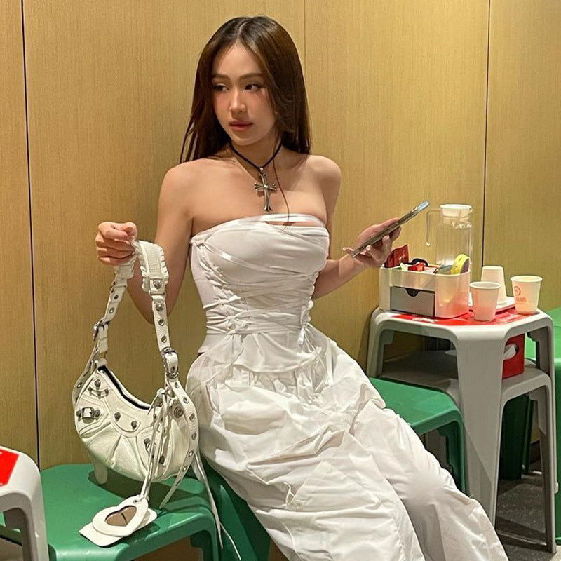 New Fashion Flattering Ribbon Lace-up Tube Top Vest Top For Women