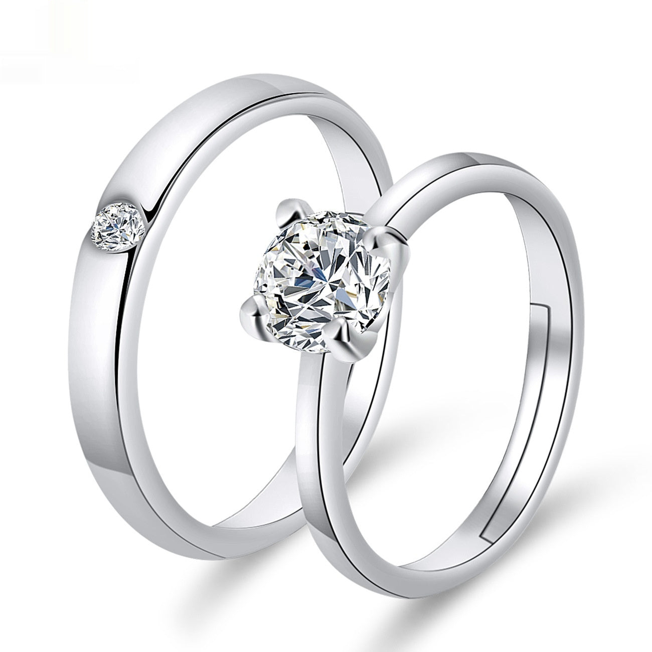 Elegant Crown-Shaped Moissanite Electroplated Copper Couple Rings Set