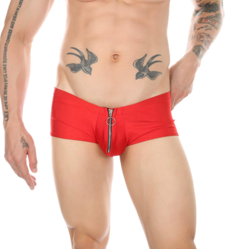 Solid-color Underpants With Zippers And Tight Underpants