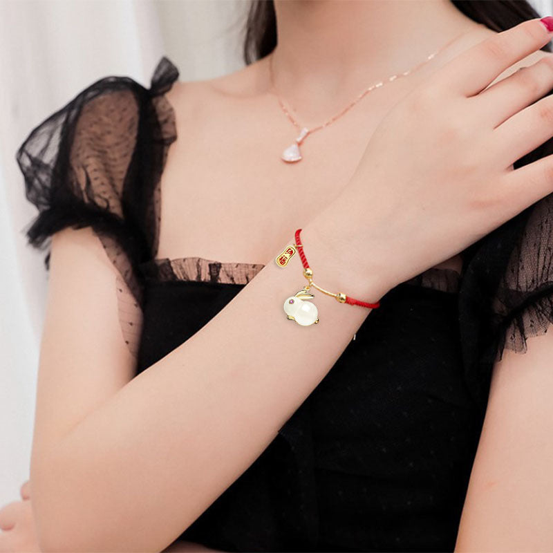 Tiger Stone Rabbit Link Chain Bracelet for Women and Girls