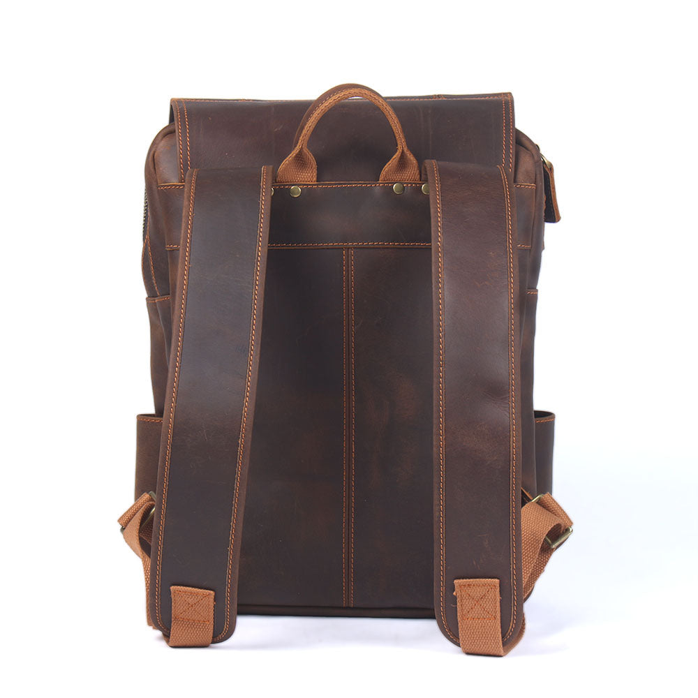 Unisex Vintage Leather Backpack Crazy Horse Style XL