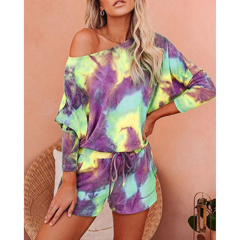 Unisex Loose Print Loungewear Set In Chlorinated Fiber