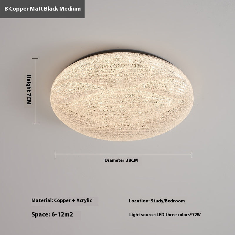 Modern Light Luxury Atmospheric Cream Style Copper Round Ceiling Lamp