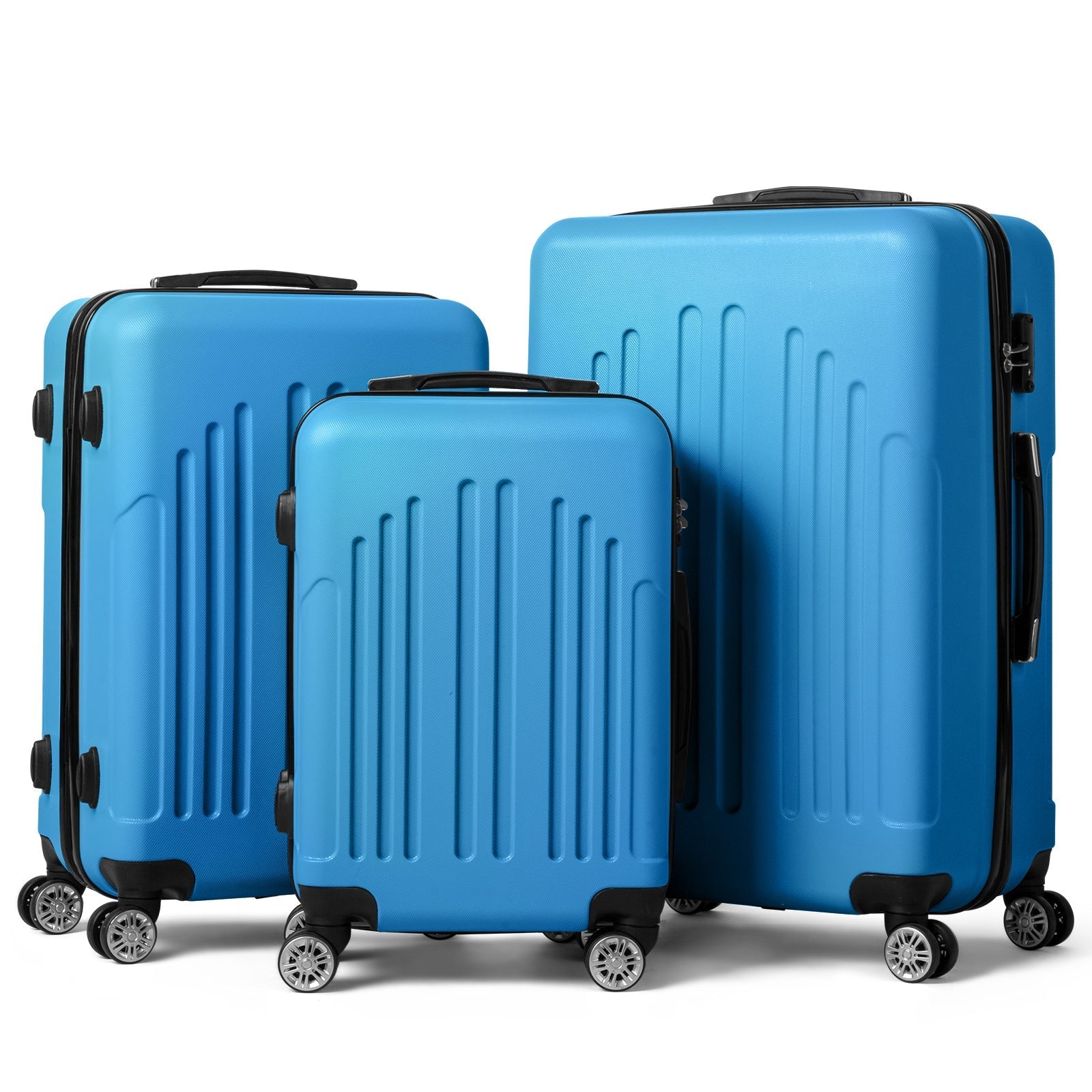 Unisex Curved Vertical Stripe Polycarbonate Luggage Set