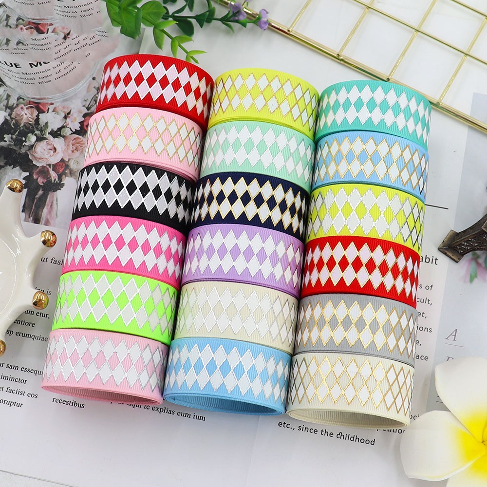 Bronzing Geometric Rib Ribbon – 25mm Decorative Craft Ribbon