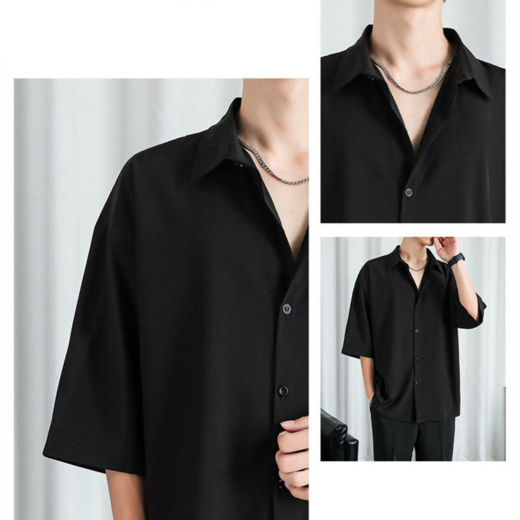 Men's Fashion Casual Loose Solid Color Shirt